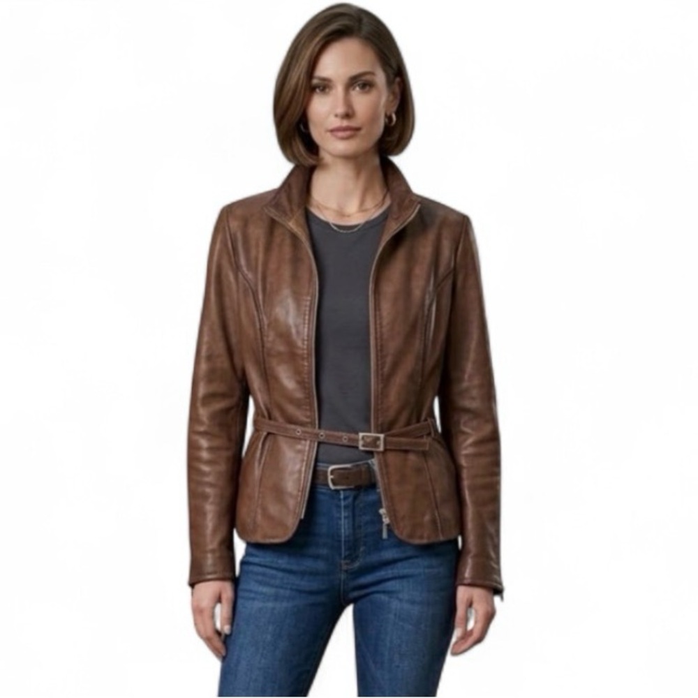 Brown Biker Leather Jacket